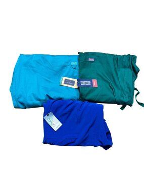 Cherokee Workwear Scrub Lot 3 Pairs 2XL Originals Allura Teal Royal Blue NEW